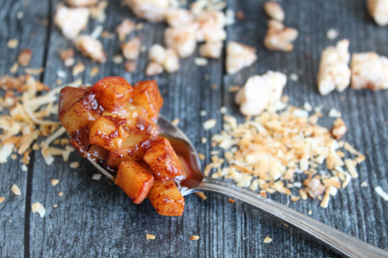 A spoonful of peach compote