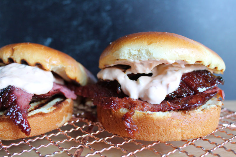 A close up of two sandwiches