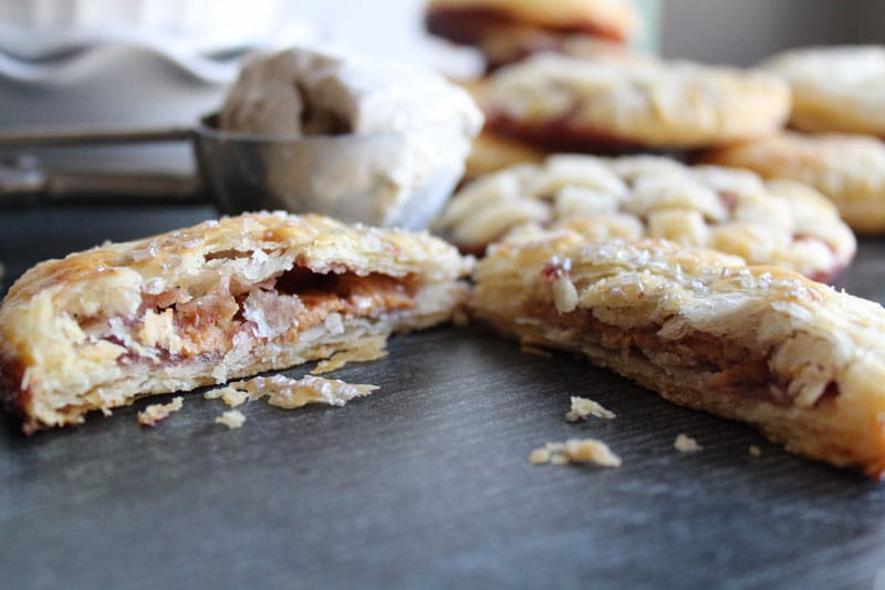 A hand pie split in half