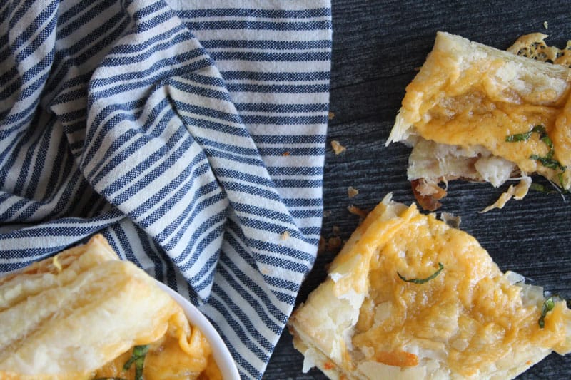 cheese pastry being pulled apart
