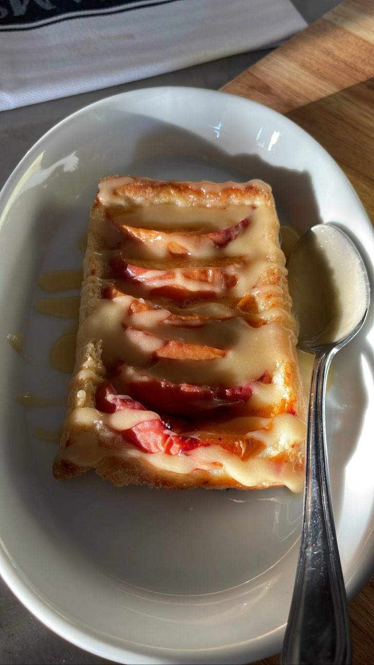 Peach. Pastries with Bourbon Hard Sauce