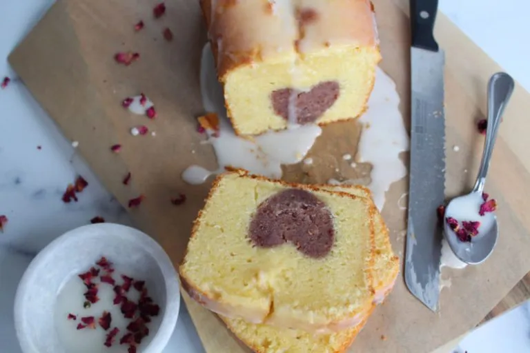 Lemon Raspberry Secret Heart Cake