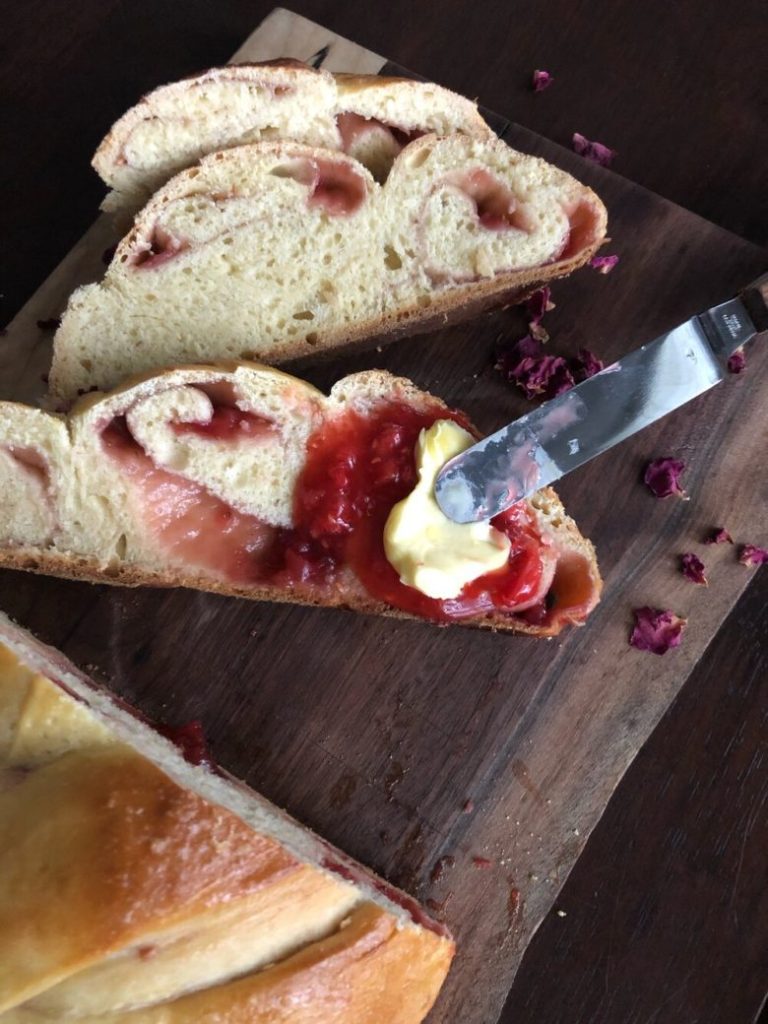Strawberry Jam Swirled Challah