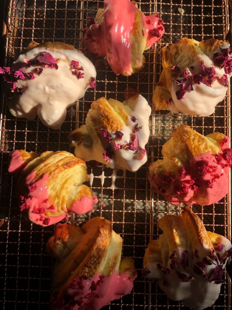 White Chocolate Dipped Spring Croissants