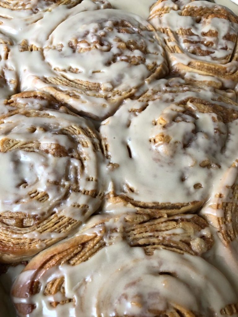 Pear Croissant Cinnamon Rolls with Espresso Glaze