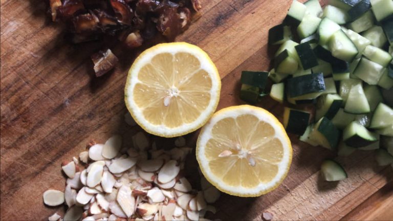 Vegan Cucumber Kale Salad with Honey Almond Vinaigrette