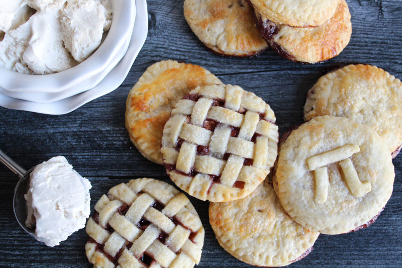 A lattice braid on top of mini pies