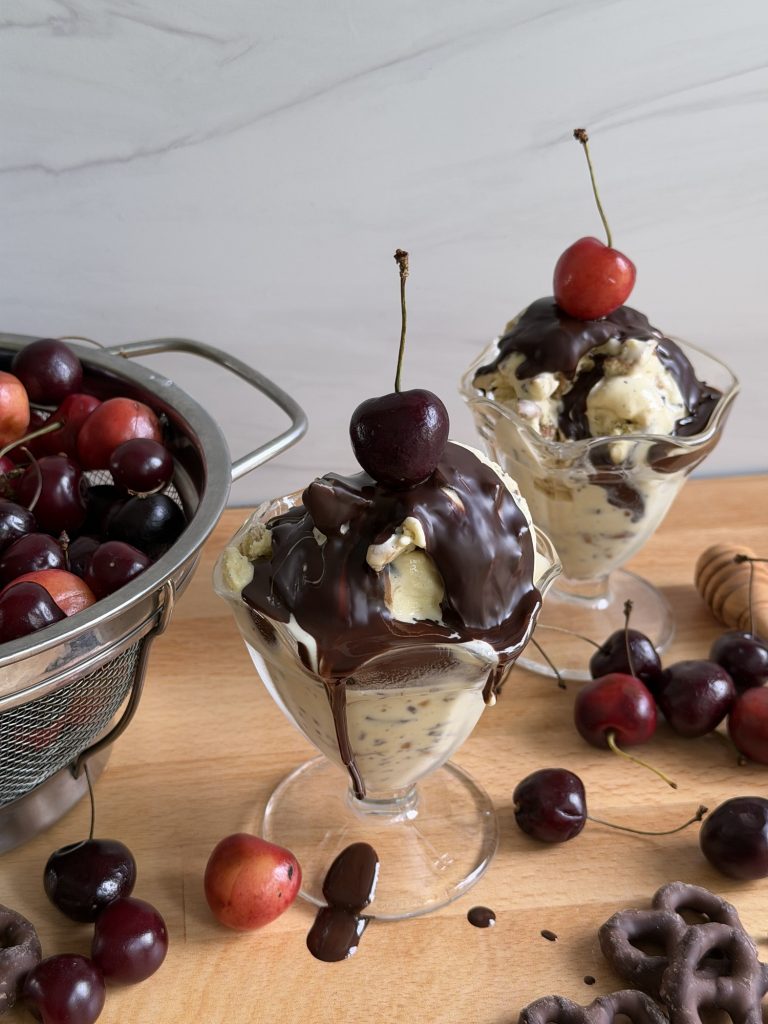 Salted Honey chocolate pretzel Ice Cream with Hard Shell